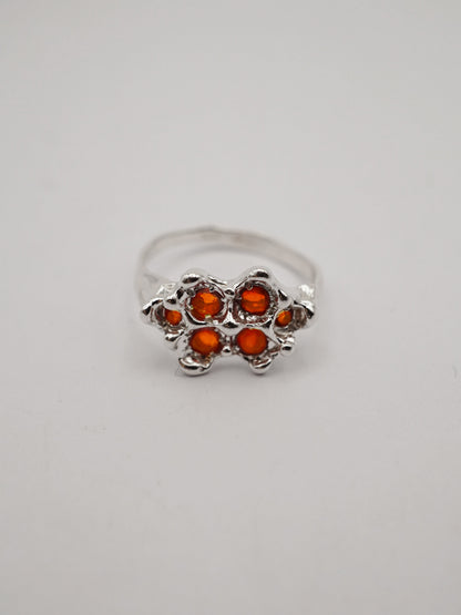 sterling silver OOAK ring with 6 fire opals