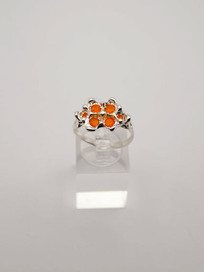 sterling silver OOAK ring with 6 fire opals