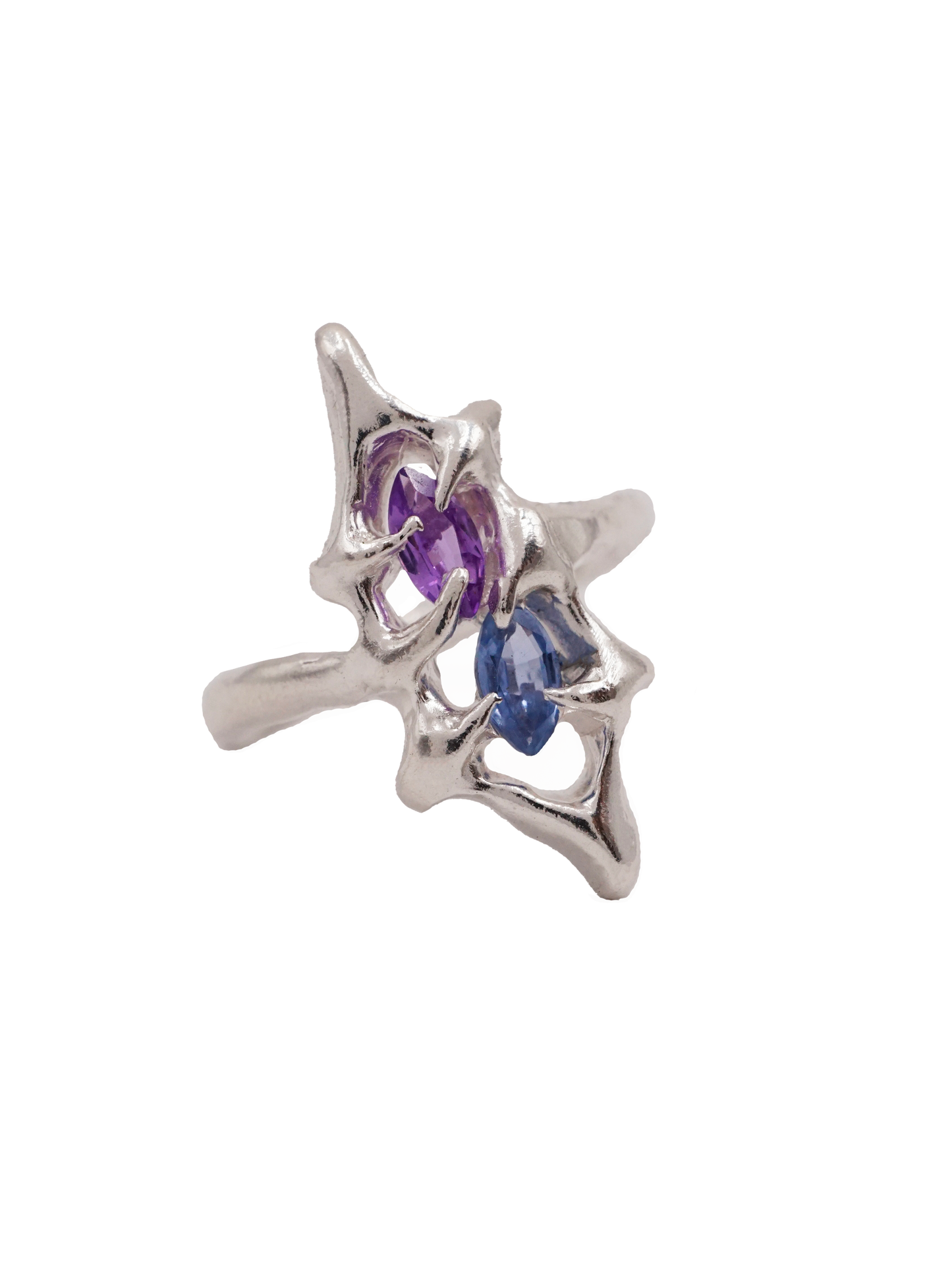 SHIELD ring ooak with two sapphires