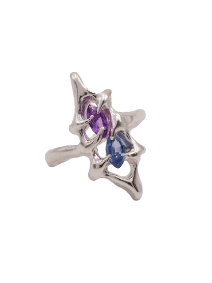 SHIELD ring ooak with two sapphires