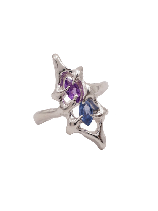 SHIELD ring ooak with two sapphires