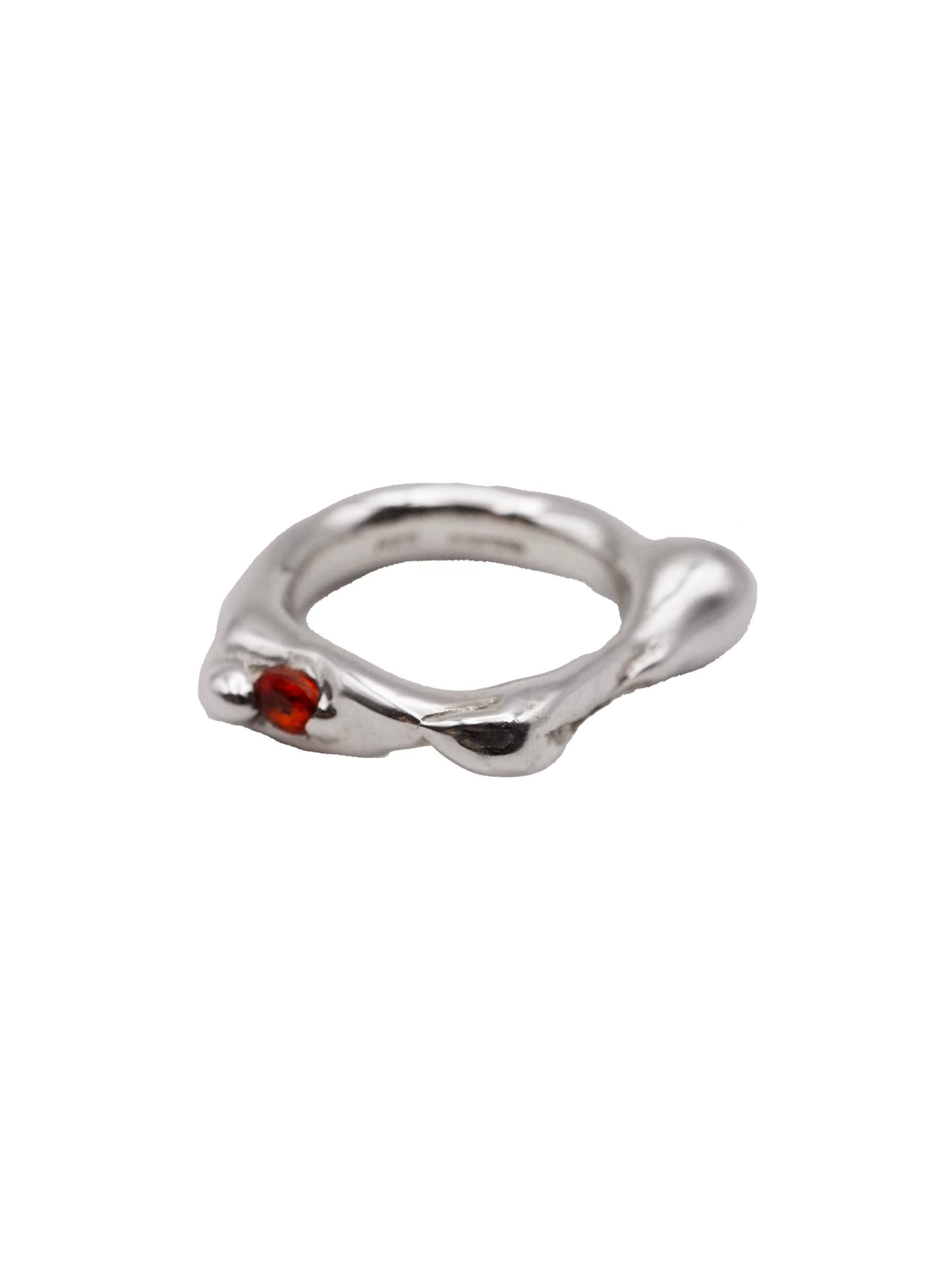 sterling silver OOAK ring with orange oval sapphire