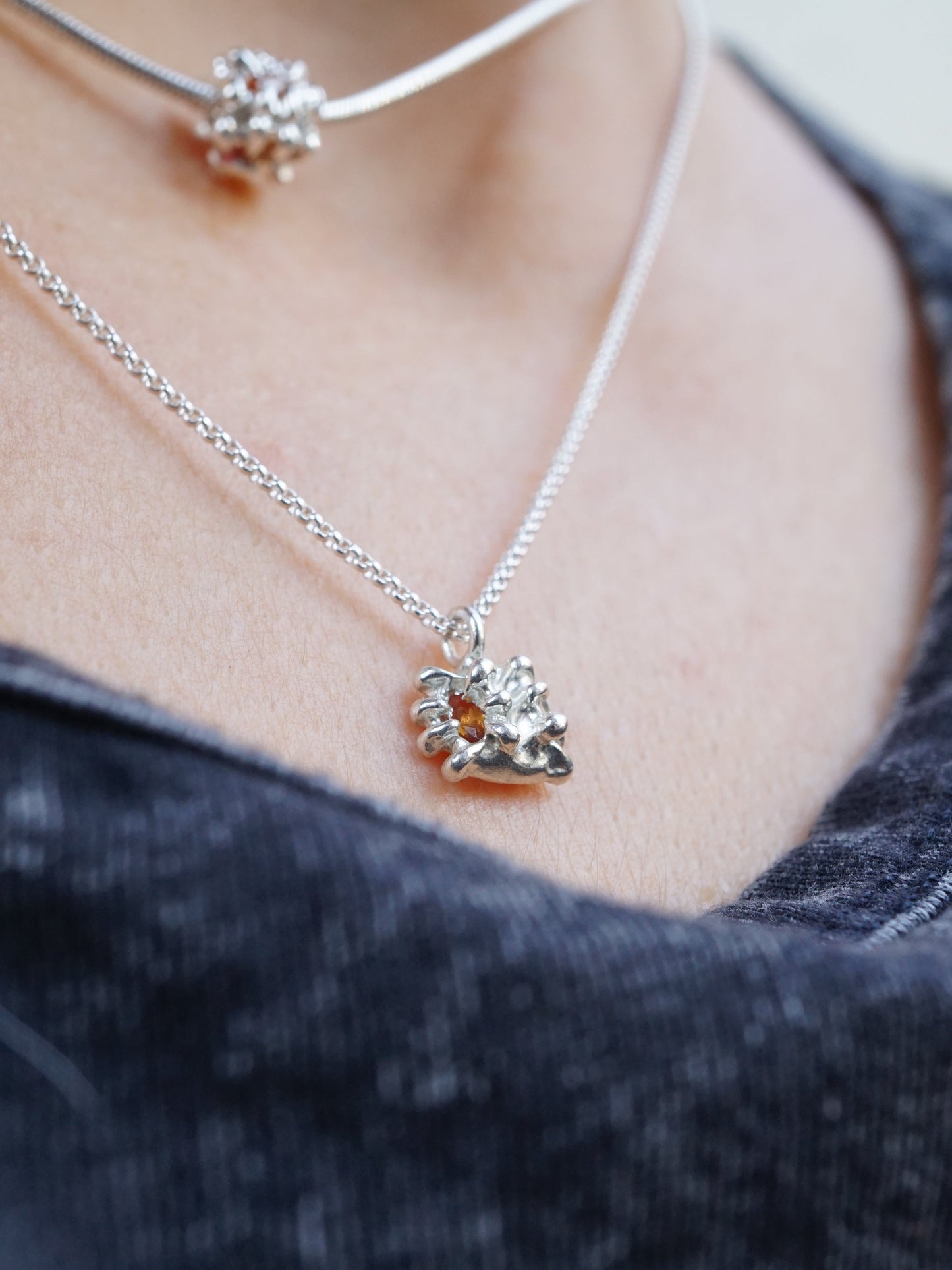 sterling silver FLYTRAP necklace with sapphires