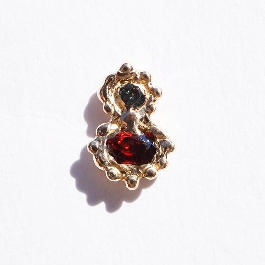 Boucle d'oreille FLORA - saphirs et or 10k - Pièces uniques - Série 01
