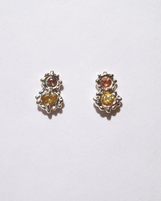 Boucles d'oreilles FLORA - grands saphirs et saphirs argent