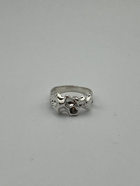 3 bagues OOAK croquée en argent