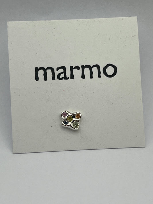 boucle d'oreille unique en argent ooak saphirs amas