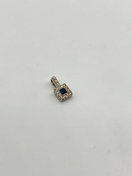 P-01 Pendentif ot blanc 19k - saphir et diamants