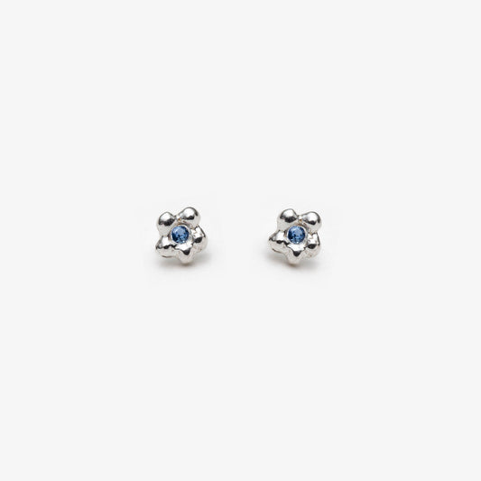 Boucle d'oreille PETITE FLEUR no.1 - argent et saphir 🌸
