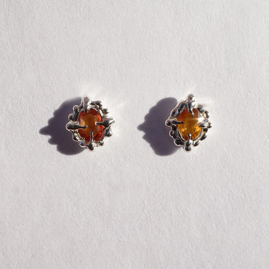 Boucles d'oreilles saphirs ambrés et argent - Pièces uniques