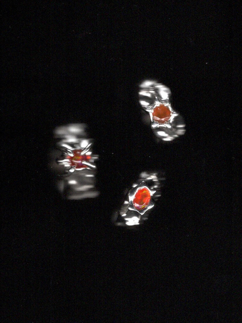 sterling silver OOAK ring with oval fire opal
