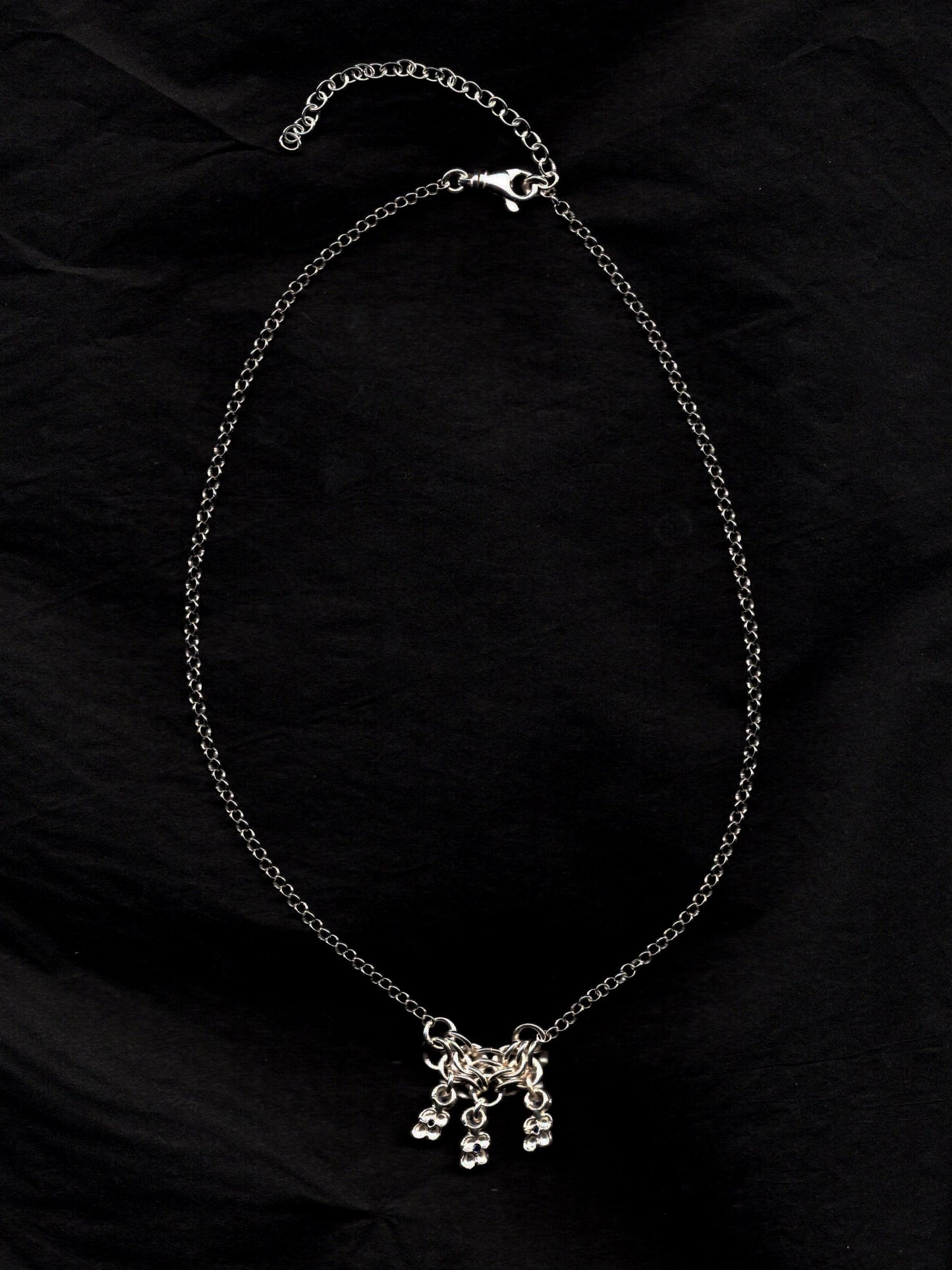 sterling silver TRI-CROQUÉE necklace with sapphires